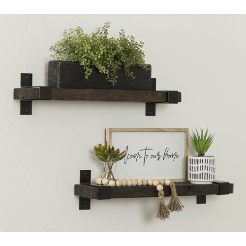 Mistana™ Abasi 2 Piece Pine Solid Wood Bracket Wall Shelf & Reviews